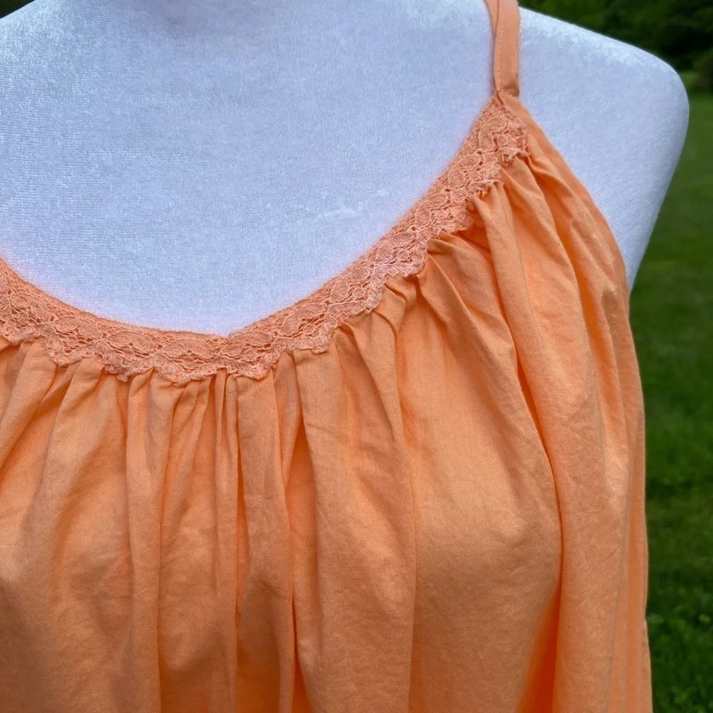 Oscar de la Renta Peach Cotton Maxi Dress